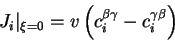 \begin{displaymath}
J_{i}\vert _{\xi=0}=v\left( c_{i}^{\beta\gamma}-c_{i}^{\gamma\beta} \right)
\end{displaymath}