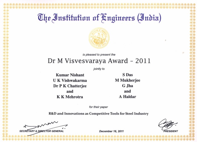 Sourav Das, Visvesvaraya Gold Medla