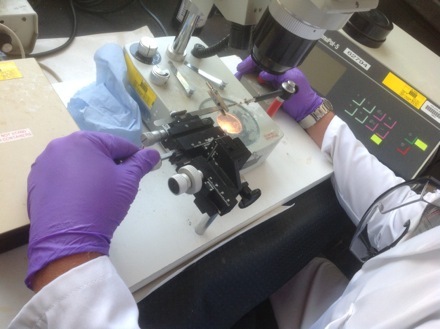 PT Group, Lin Sun, Atom Probe APT-12_The 2nd stage is done under a stereo microscope