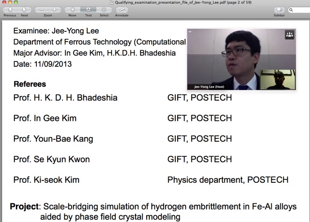 Jee Yong Lee, GIFT, POSTECH, Examination