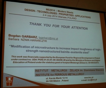 Warsaw, Poland, nanostal conference, modern steels, superbainite, nanostructured bainite