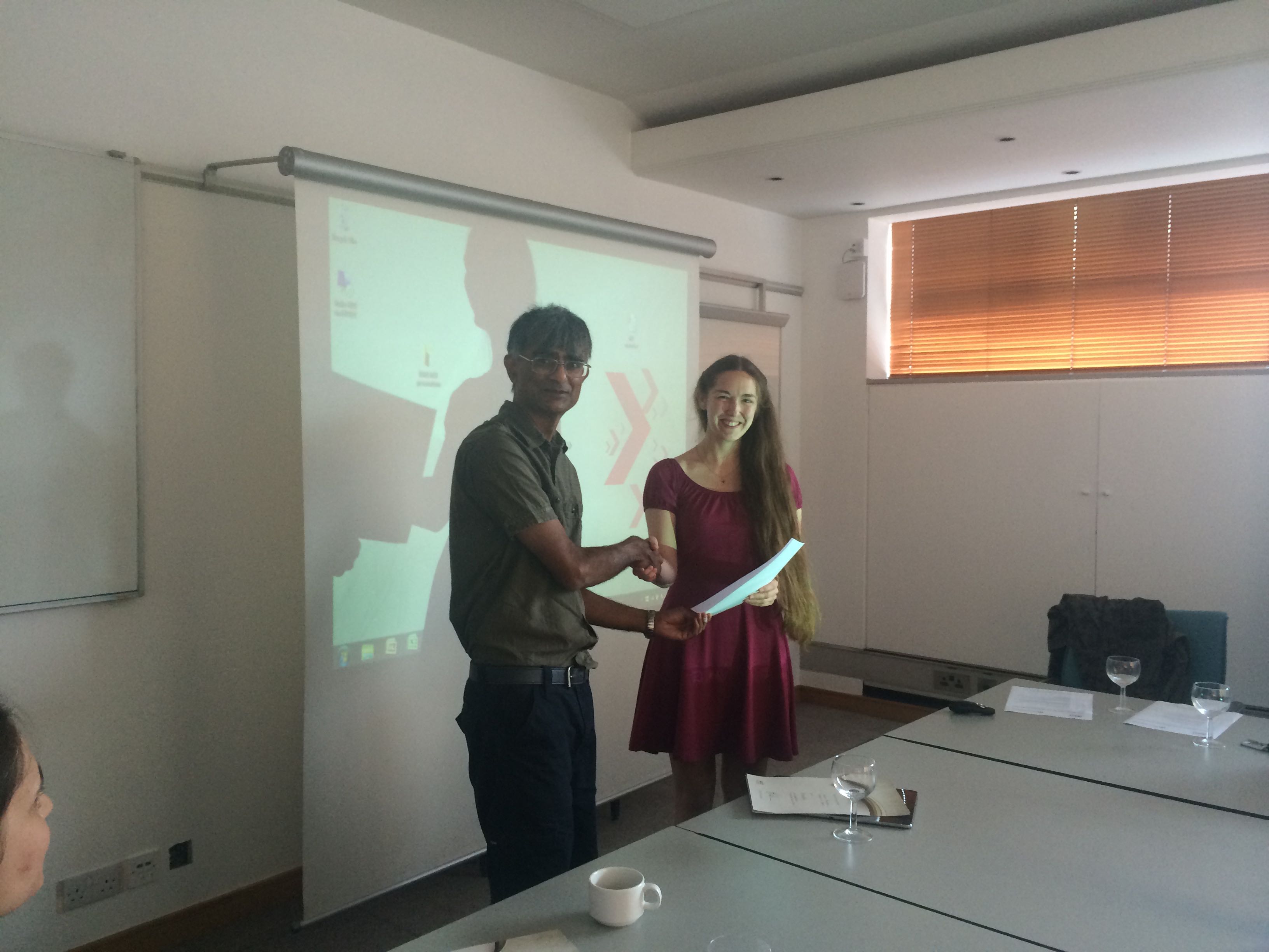 Charlotte Lynch receives finalist certificate