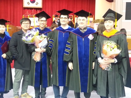 Graduation ceremony, POSTECH, 2015, You Young Song, Yong Hoon and Seung Woo Suh, Harry Bhadeshia