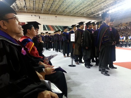 Graduation ceremony, POSTECH, 2015, You Young Song, Yong Hoon and Seung Woo Suh, Harry Bhadeshia