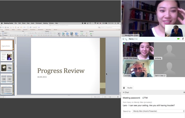 Wen Di, Yanhui Zhang, Hyunjeong Lee, Steve Ooi, Tim Ramjaun, Mark Manning, Hans-Åke,Sundberg, Adam Stahlkrantz, Saurabh Kundu, Macau, Qui Xiaolin, He Jianguo,  Progress meeting, Wen Di in Sweden, Yanhui Zhang at TWI and Harry in Cambridge