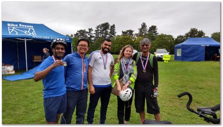 Cambridge to Norwich bike ride,Rosie Ward, Apparao Chintha, Gebril El-Fallah, Steve Ooi, Bill Clyne and Harry Bhadeshia, Metallurgists at play