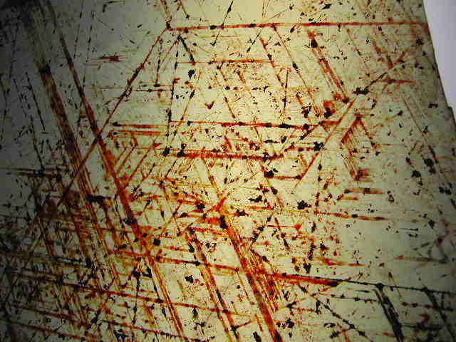 Mica penetrated by iron oxide